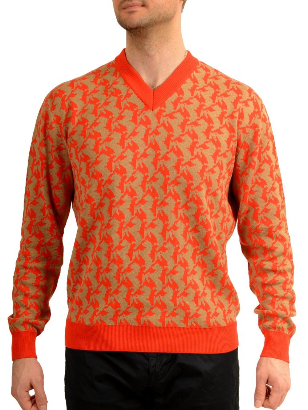 Scuderia Ferrari Men's Organic Cotton Silk V-Neck Pullover Sweater US M IT 50
